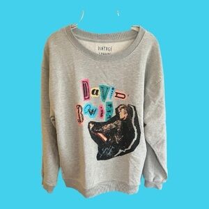 Vintage Canvas David Bowie Gray Graphic Women's Sweatshirt